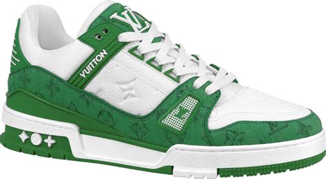 louis vuitton green and white sneakers|louis vuitton trainer green monogram.